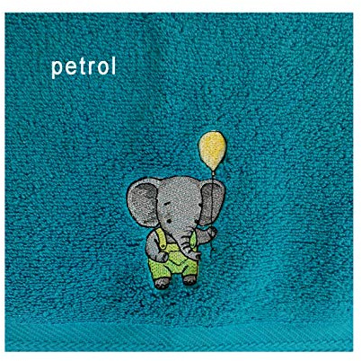 Besticktes Gästehandtuch Kinderhandtuch Elefant und Name | Personalisiert, weitere Stickmotive und Handtuchfarben wählbar