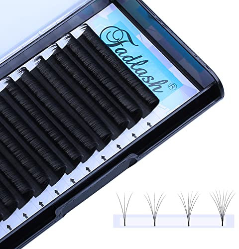 Fadlash Easy Fan 0.07 DD Curl 9-16mm Mixed Tray Volume Lashes Withstand 90℃ Easy Fan Russian Lashes 3D-20D Pre Made fans Volume Eyelash Extensions(0.07-dd-mix(9-16))