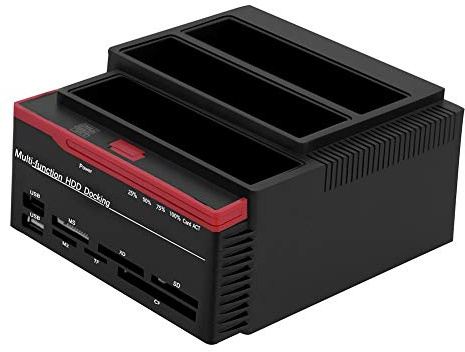 2.5/3.5 Pulgadas Pulgadas Doble Bahía Docking Station,Estación de Acoplamiento de Disco Duro,USB3.0 SATA / IDE Lector de Disco Duro Universal, HUB Reader para XP/Vista/Win7/8/Linux(EU)