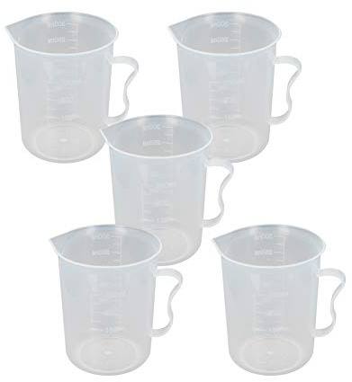 Othmro 5Uds Vaso de Precipitados de Plástico, Medidor Cocina, Capacidad 250ml, Jarra Medidora Plastico, Vasos Medidores de Laboratori, Vasos de Plástico con Asas para Cocina y Proyecto de Bricolaje