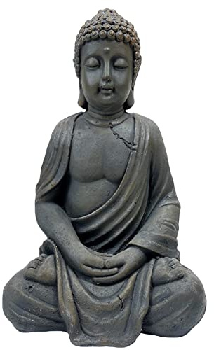 Sitting Buddha Garden Ornament Outdoor Statue Indoor Home Decor Figurine Tabletop Thai Meditating Décor Zen Weather Resistant 39cm Tall