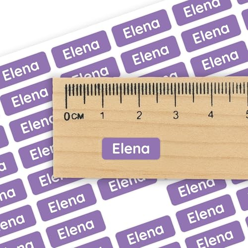 Klebekerlchen® | 175 Mini Namensaufkleber Kinder für Stifte und Schulsachen – Aufkleber zum Beschriften Schule & Kita – Namensschilder für Kleidung - Etiketten selbstklebend & wasserfest – Lila