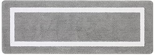 Famibay Badezimmerteppich Badematte rutschfest Waschbar Badteppich Wasserabsorbierend Badematten & Badteppiche Lang Badvorleger Mikrofaser Teppich Läufer für Badezimmer Waschküche(Grau,50x140cm)