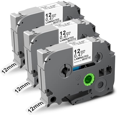 TZe-231 12mm Weiß Band Kompatibel mit Brother P-Touch Bänder | Tze231 TZ-231 Laminiert 12 mm 0.47 Schriftband für Brother PT-H100LB H110 H100R H107 H105 H101C D200 E110 D400, 3Pack