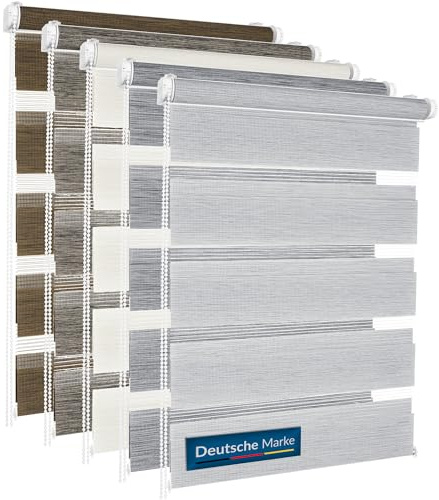TEXMAXX® Doppelrollo Klemmfix ohne Bohren - 50 x 130cm (Stoffbreite 46 cm) - Leinen Hell-Braun/Rollos für Fenster ohne Bohren/Fensterrollo innen ohne Bohren/Doppelrollo ohne Bohren inkl. Zubehör