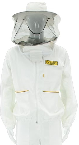 LYSON Imkerjacke Imkerbluse mit Hut Professionelle Imkerbekleidung Imkerbekleidung aus Mesh und Baumwolle Imkerjacke mit Reißverschluss Schutzjacke Imkerei Bienen Weiß Größe XXXL