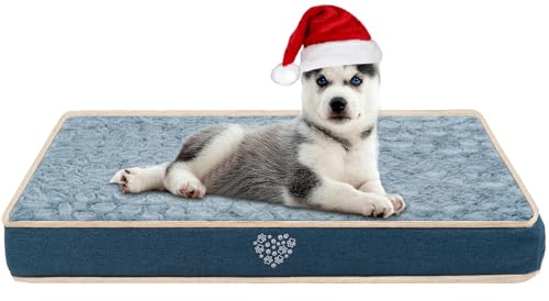 VANKEAN Waterproof Dog Bed Mat Reversible (Warm and Cool) with Removable Machine Washable Cover, Dog Bed Matterss for Crate, Dog crate mat, Dog Pad Pet Bed for Small to Large Dogs, Navy/Grey