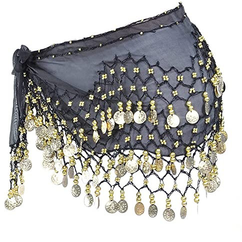 Kiuiom Chiffon Hüfttuch, Bauchtanz Hüfttuch, Damen Bauchtanz Gürtel, Belly Dance Hüfttuch Gürtel Belly Dance Karneval Kostüm Hip Scarf Wrap Bauchtanz Kostüm Münzgürtel Sequins Gürtel