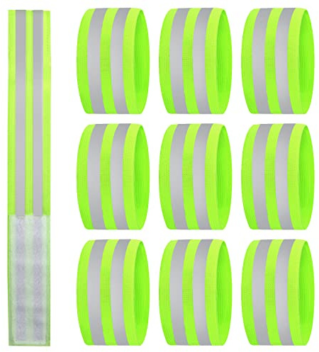 BELIHOME Reflektierenden Bändern, 10 Stück Reflektierendes Sicherheitsarmband, Reflektor-Sicherheitsband für Outdoor-Joggen Hosenclip-Fahrrad Wandern Motorradfahren