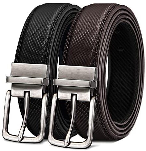 BULLIANT Ledergürtel Herren, Gürtel Herren Wendegürtel 31mm,Größe Angepasst,Schwarz & Braun,Schwarz/Dunkelbraun3056,110cm/34-36 taille verstellbar