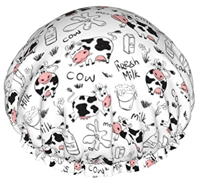 Cuffia da a al latte di mucca per donna, cuffia da a riutilizzabile impermeabile Cuffia da bagno Cuffia da a turbante per ragazze