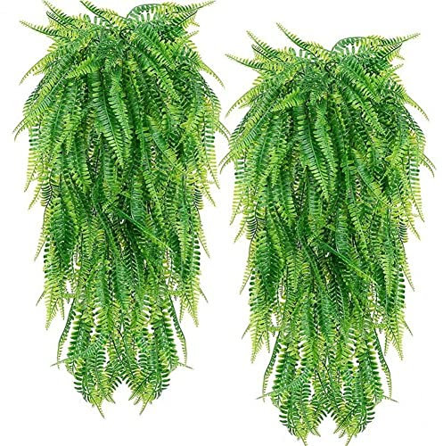 Stakee 2pcs 82cm Hojas De Helecho Persa Artificial Persa Venillo Venillo Vino Plástico Hojas De Helecho Decoración De Balcón De Boda