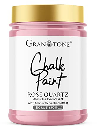 GRANOTONE Chalk Paint Matt Finish Water Based Acrylic Paint 16 fl oz 500 ml Rose Quartz Colour for Furniture Wood Walls Metal Glass Paper Fabric Canvas Maximum Coverage for Kids and Adults Made in India