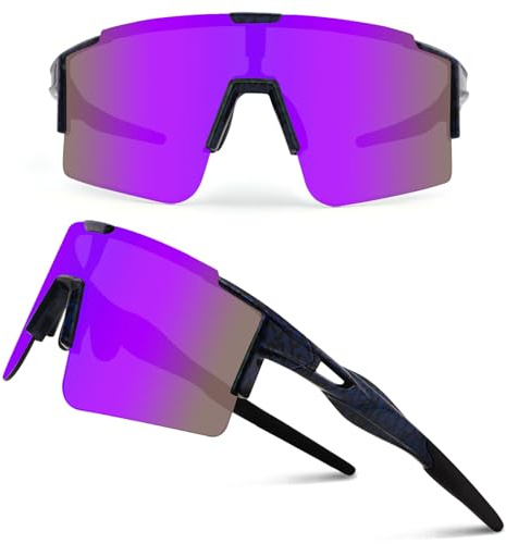 DUDUKING Sonnenbrille Fahrradbrille Herren Damen,Wassertransferdruck Sportbrillen Radsport Brillen für Outdoorsport Radfahren Laufen Golf UV 400 Schutz Baseball Brille