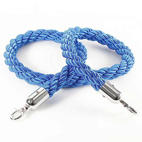 Kerafactum Seil Absperrband Tau mit Karabiner Haken Absperrkordel Kordel zur Absperrung extra dickes Absperrseil Band als Deko Handlaufseil bzw. Handlauf geeignet Ø 32 mm 150 cm blau silber