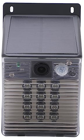 Aeun Telecamera di Sorveglianza, Telecamera Solare Allarme PIR Esterno a Basso Consumo Energetico con Luce LED per la Casa