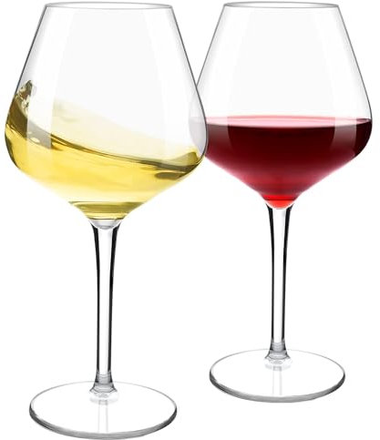 HAHASHOW Bicchiere da Vino Bianco, Tritan-Plastica Divino Calici vino rosso 530ml per campeggio festa, Adatto alla Lavastoviglie, Set di 2