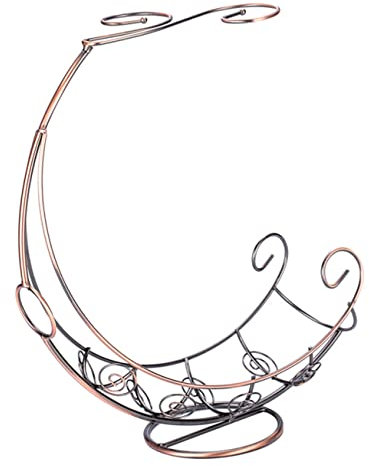 MAGICLULU Decorative Wine Bottle Stand Pirate Ship Iron Wine Rack High Foot Glass Holder Creative Moon Boat Design Storage Rack for Home Bar Display