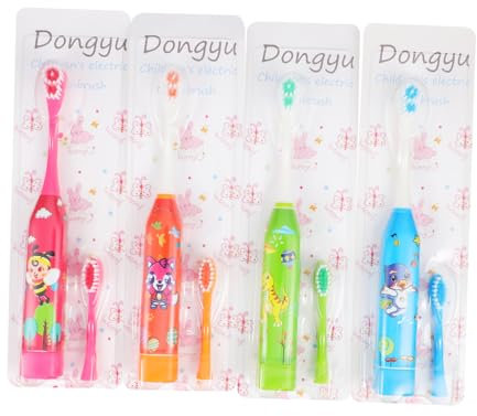 Gatuida 2 Sätze Elektrische Zahnbürsten Für Kinder Tiefenreinigungszahnbürsten Abs-material Zahnbürste Für Jungen Und Mädchen Babyzahnbürste Kleinkindzahnbürste 4 Stück * 2