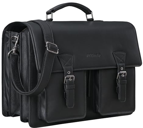 STILORD XL Herren-Businesstasche aus Leder braun - große 15,6 Zoll Lehrer Laptop-Tasche - Männer-Aktentasche - Vintage Umhängetasche aus Rindsleder Cory