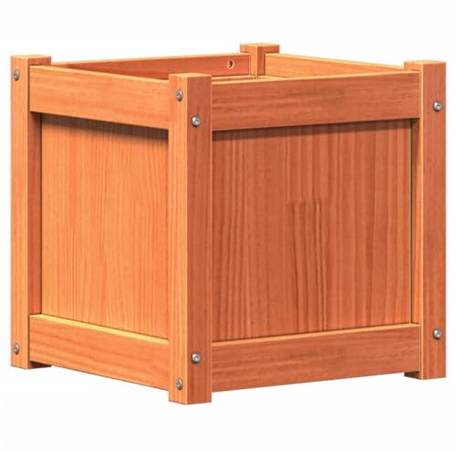 vidaXL Jardinera Exterior Madera Maciza Pino marrón Cera 40x40x40 cm