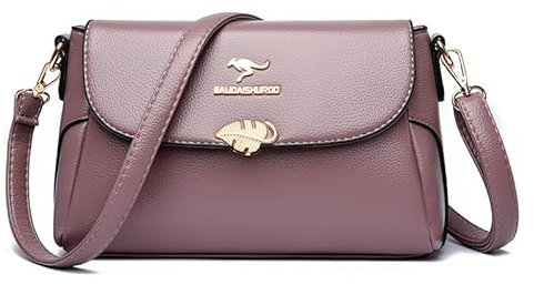 YEAMKE Ein-Schulter-Umhängetasche für Damen einfache kleine quadratische Tasche weiche Ledertasche, lila, 27 * 10 * 16 cm