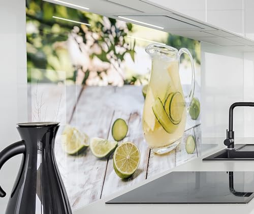 timalo Herd Spritzschutz Wand Spüle, Küche Küchenrückwand Glasoptik | Acryl Glas 2mm | Glasrückwand Acrylglas Küchenpaneele Rückwandschutz Platte | 60x40cm Selbstgemachte Limonade Limetten