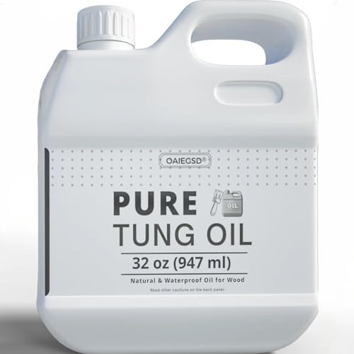 OAIEGSD 32oz 100% Pure Tung Oil for Wood Outdoor with Brush, Safe Food Grade Tung Oil for Wood Finish, Natural Waterproof Sealer Can Used on Cutting Boards, Outdoor Furniture, Butcher Blocks