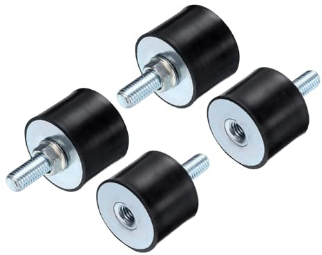 QUARKZMAN 4 Stück Gummipuffer mit Gewindebolzen M10x27mm 40x30mm | Gummidämpfer Gummifüße Anschlagpuffer Schwingungsdämpfer, Männlich Weiblich, Klimaanlage, Mit 4 Stück M10 Sicherungsmuttern