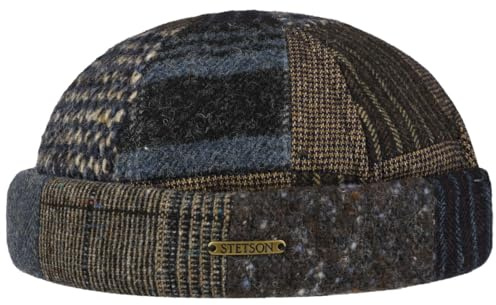 Stetson Classic Patchwork Dockermütze Herren Made in EU Herbst Winter braun-blau M (56-57 cm)