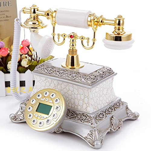 Telephone European Style Decoration Bedroom Home Retro Telephone Decorative Landline Replica Antique Telephone Retro House Home Phone Decorative Phone(Wit)