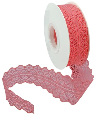 Vordpe Spitzenband, Borten und Bänder zum Nähen, Vintage Spitzenband Breit 3cm, Schleifenband Hochzeit Spitze-Borten für DIY Hochzeit Tischdeko Basteln Geschenkband (45m/Rolle, Rot)