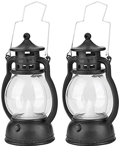 Inomhusoljelampor 2st Rustik Led fotogenlampor Antik elektrisk oljelampa Stormlyktor Handhållna Hurricane Lantern Bordslampor for Camping Vandring Uteplats(Schwarz)