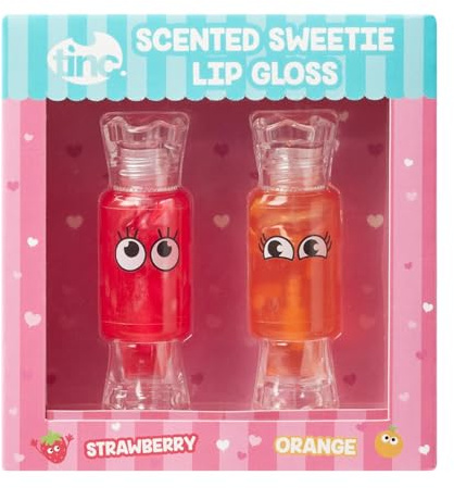 Tinc - Duo de Gloss à Lèvres Sweetie Parfumés - Brillance Effet Miroir aux Senteurs Fraise et Orange - Soin Hydratant et Maquillage pour Enfants - Multicolore - Lot de 2