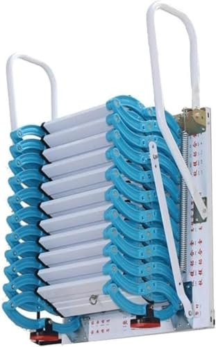 Folding Attic Ladders - Indoor/Outdoor Manual Wall-Mounted Loft Staircase Space-Saving Pull Down Stairs for Easy Access to Attics & Lofts Heavy-Duty Design