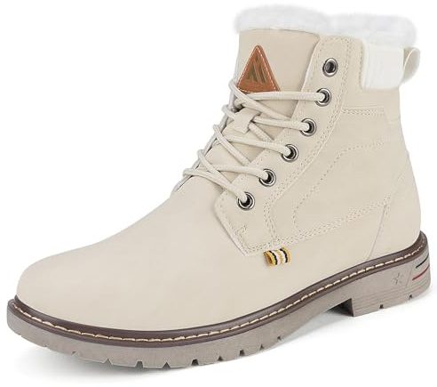 Mishansha Chaussures d'hiver Homme, Bottes de Neige fourrées, Beige 45