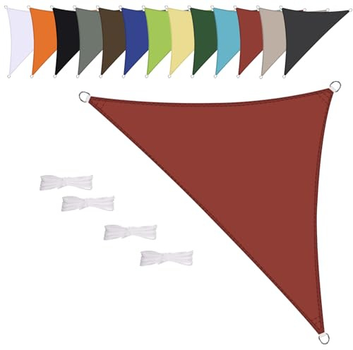 Vela ombreggiante Triangolare 2x2x2.8m Impermeabile Tenda a Vela Parasole Protezione Solare Anti UV per Giardino Esterno Terrazza-Rosso