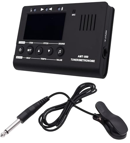 CybNemo Metronome Guitar Tuner Tone Generator 3 in 1 Digital Metronome Bass Violin Tuner with Contact Clip-on Microphone for Chromatic Guitar Ukulele, Flute- Use AAA Battery (Not Included)