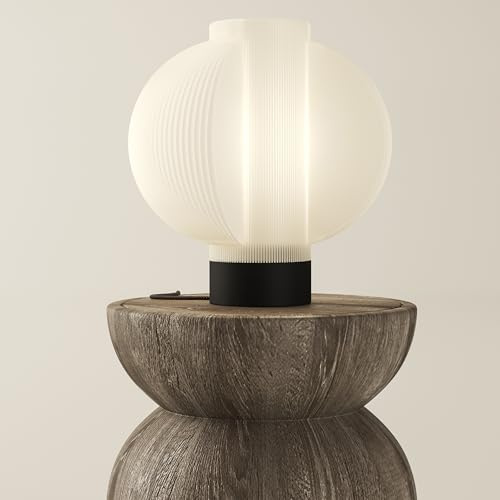 LUMVIK Tischlampe ORBIS, runde Design Tischleuchte für Wohnzimmer, Deko Lampe für Sideboard, gemütliche Designer Tisch Lampe, warmes & weiches Licht, Blickfang & Design Statement