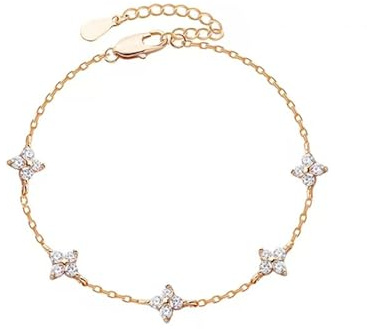 XFSRG Pulsera Mujer de Cobre con Adornos Florales y Cristales Brillantes Joyería Elegante para Mujer Brazalete Ajustable para Todas las Ocasiones(Oro)