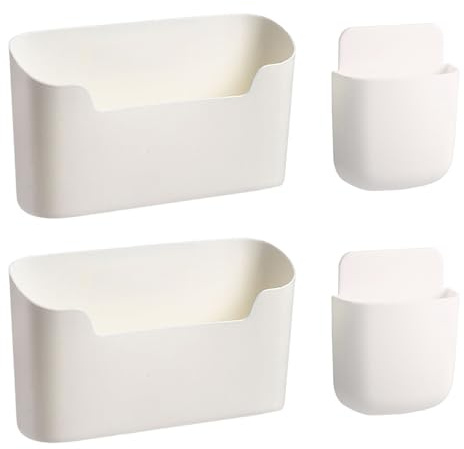 Dulynva 4 Stück Küchenschranktür Organizer, Selbstklebendes Schranktür Organizer, Wandmontierte Aufbewahrungsbox für Küche, Schrank, Badezimmer (2 große und 2 kleine)