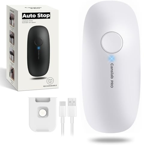Canslab Ultrablade Pro Auto Stop Dosenöffner – wiederaufladbarer elektrischer Dosenöffner für die Küche für Senioren mit Arthritis – One-Touch-Seitenschnittöffner, glatte Kante, freihändig
