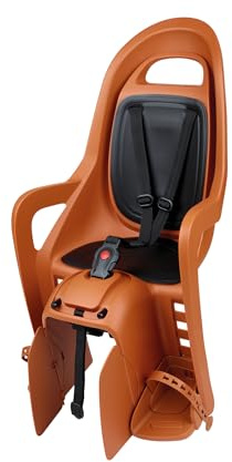 Silla de Bicicleta Trasera para niño Polisport Groovy MIK-HD, fácil de Instalar en portaequipajes MIK-HD, con Sistema Seguro, diseño renovado, hasta 22 kg, Color Marrón Caramelo
