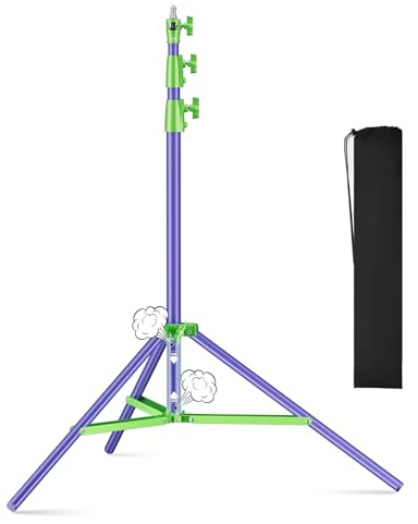 Heavy Duty Light Stand 280 cm Tutto Metallo Treppiede Stand Carico massimo: 10 kg di pressione dell'aria Buffer Fotografia Light Stand con 1/4 a 3/8 vite adattatore per strobo, anello luce