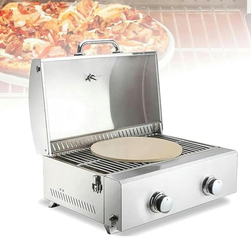 Forno commerciale per pizza a gas, in acciaio inox, portatile, per esterni, con piastra in pietra, per pretzel da ristorante