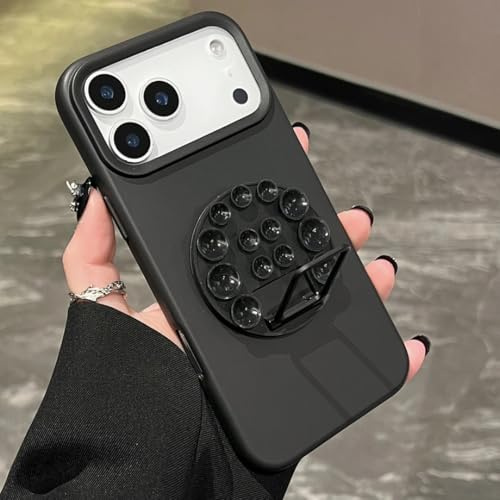 RNOZX Custodia per iPhone 16 con ventosa, supporto per gadget, cover posteriore in silicone (per iPhone 16/Nero)
