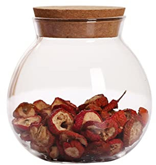 Ericotry Tarro redondo de cristal de 500 ml con tapa de corcho, ideal para galletas, golosinas, especias, té, cereales