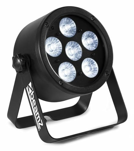 BeamZ Professional BAC300 Proyector PAR LED con 6 LEDs RGBW de 8W, carcasa de aluminio, espectáculos de luz preprogramados, mando a distancia incluido, perfecto para la iluminación de grandes salas