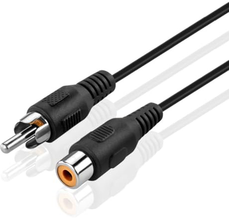 TNP RCA förlängningskabel (6 fot 1RCA hane till 1 RCA hona) skärmad enkel kompositadapter sladd hane till hona plugg mono, ljudvideokabel, digital och analog