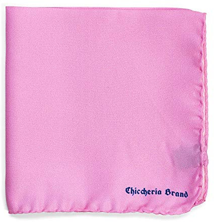 Chiccheria Brand Einstecktuch aus Seide – Einfarbig – 100% Seide | Handrolliert | Made in Italy | Taschentuch | Bekannt aus GQ (Rosa)